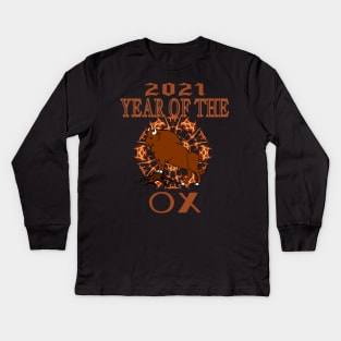 2021 year of the ox, chinese new year Kids Long Sleeve T-Shirt